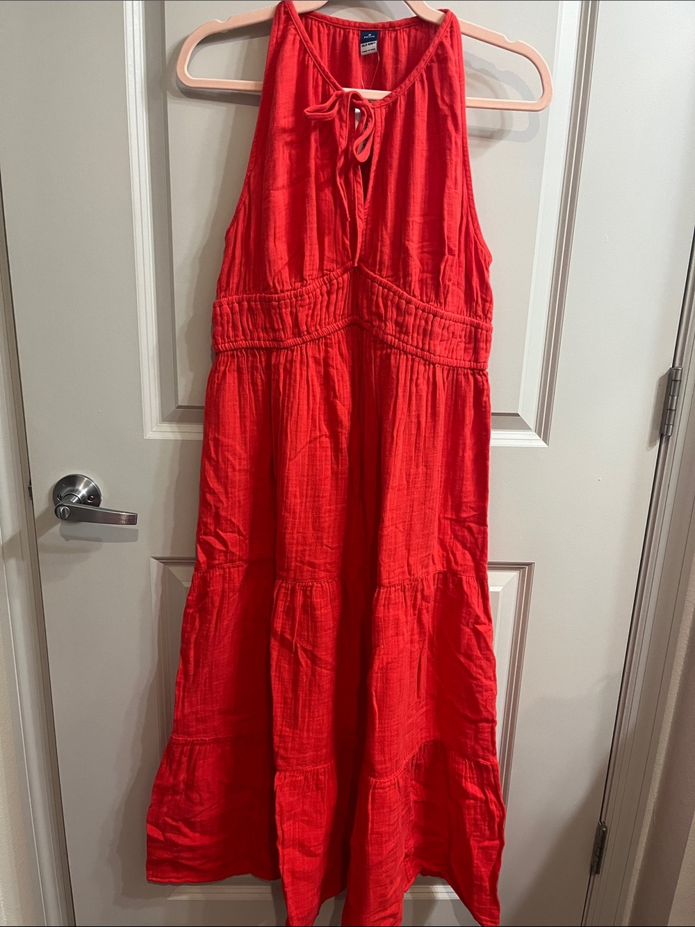 Old Navy Red Tie-Front Sleeveless Maxi Dress